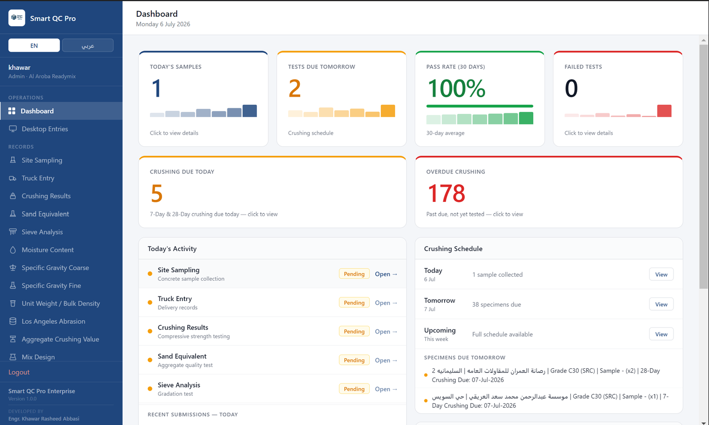 Smart QC Pro desktop dashboard